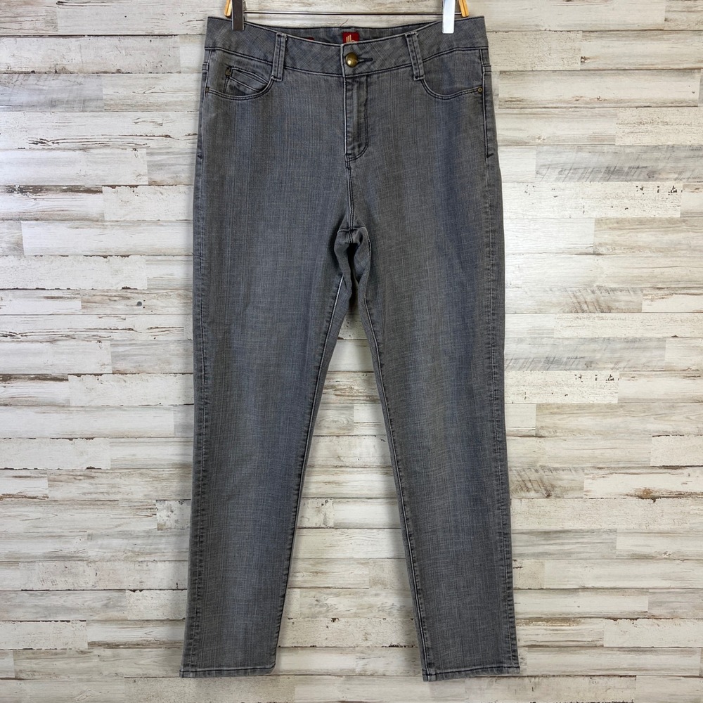 Sasson Jeans Women 14 Grey Denim Skinny Shuffle Sequin Pocket Cancer Wash